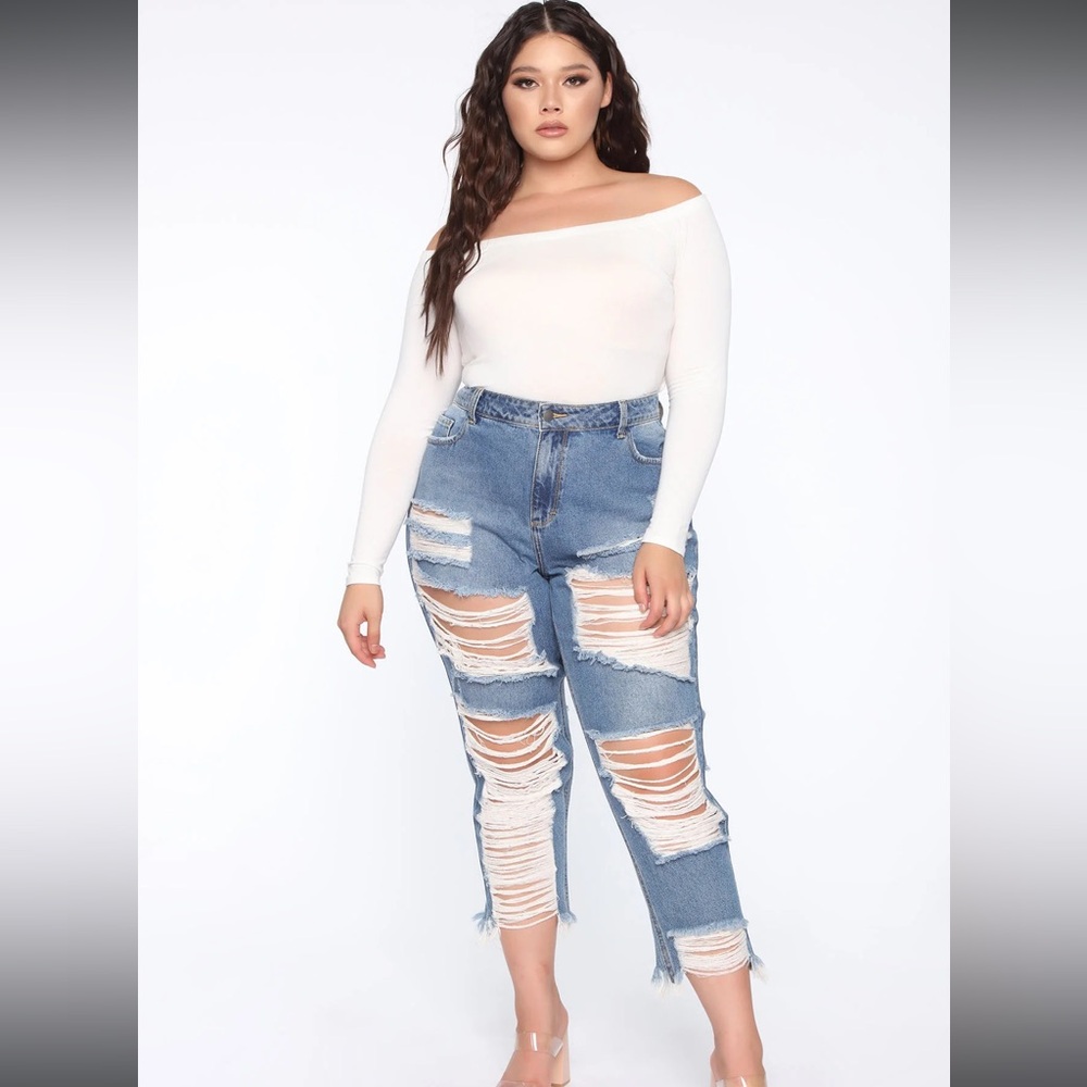 Prescott Boyfriend Jeans - Medium Blue Wash Size 14 Plus